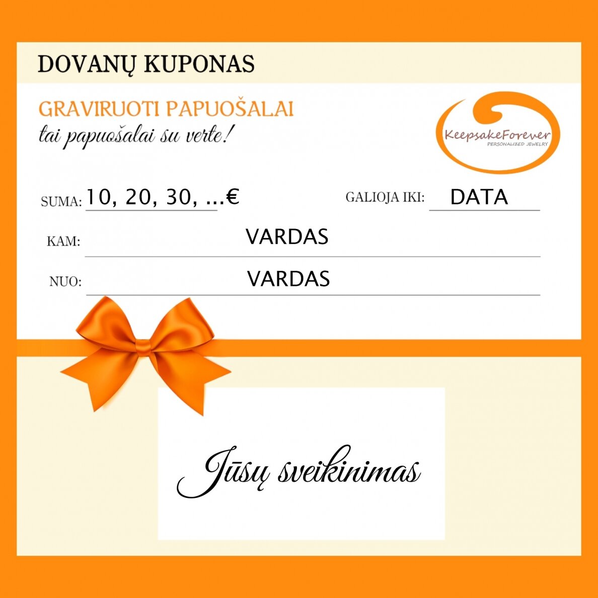 Elektroninis dovanų kuponas Elektroninis dovanų kuponas