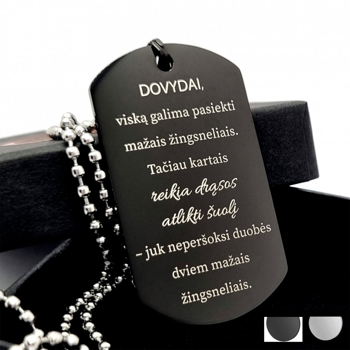 Graviruotas kaklo pakabukas "Reikia drąsos" Graviruotas kaklo pakabukas "Reikia drąsos"