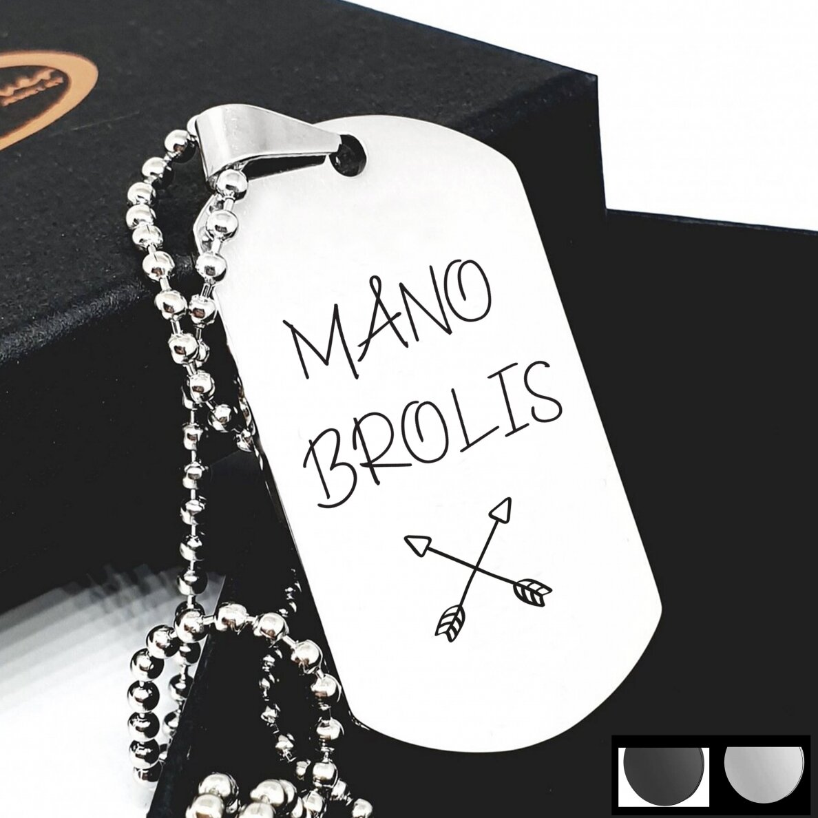 Graviruotas pakabukas broliui "Mano brolis" Graviruotas pakabukas broliui "Mano brolis"
