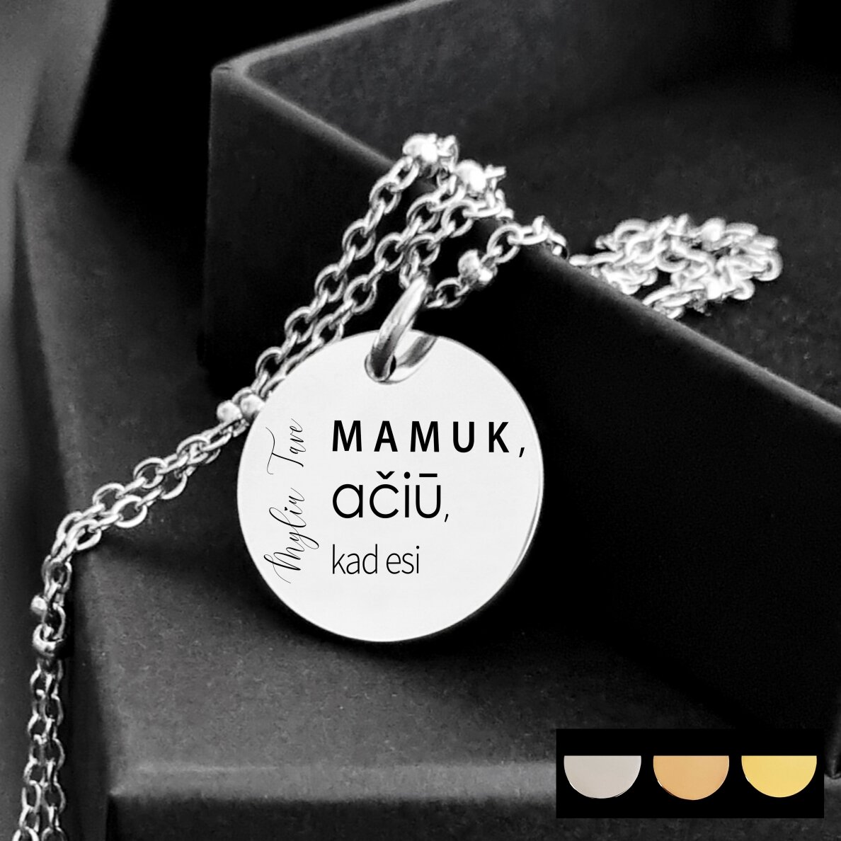 Graviruotas pakabukas mamai '' Ačiū, kad esi'' Graviruotas pakabukas mamai '' Ačiū, kad esi''