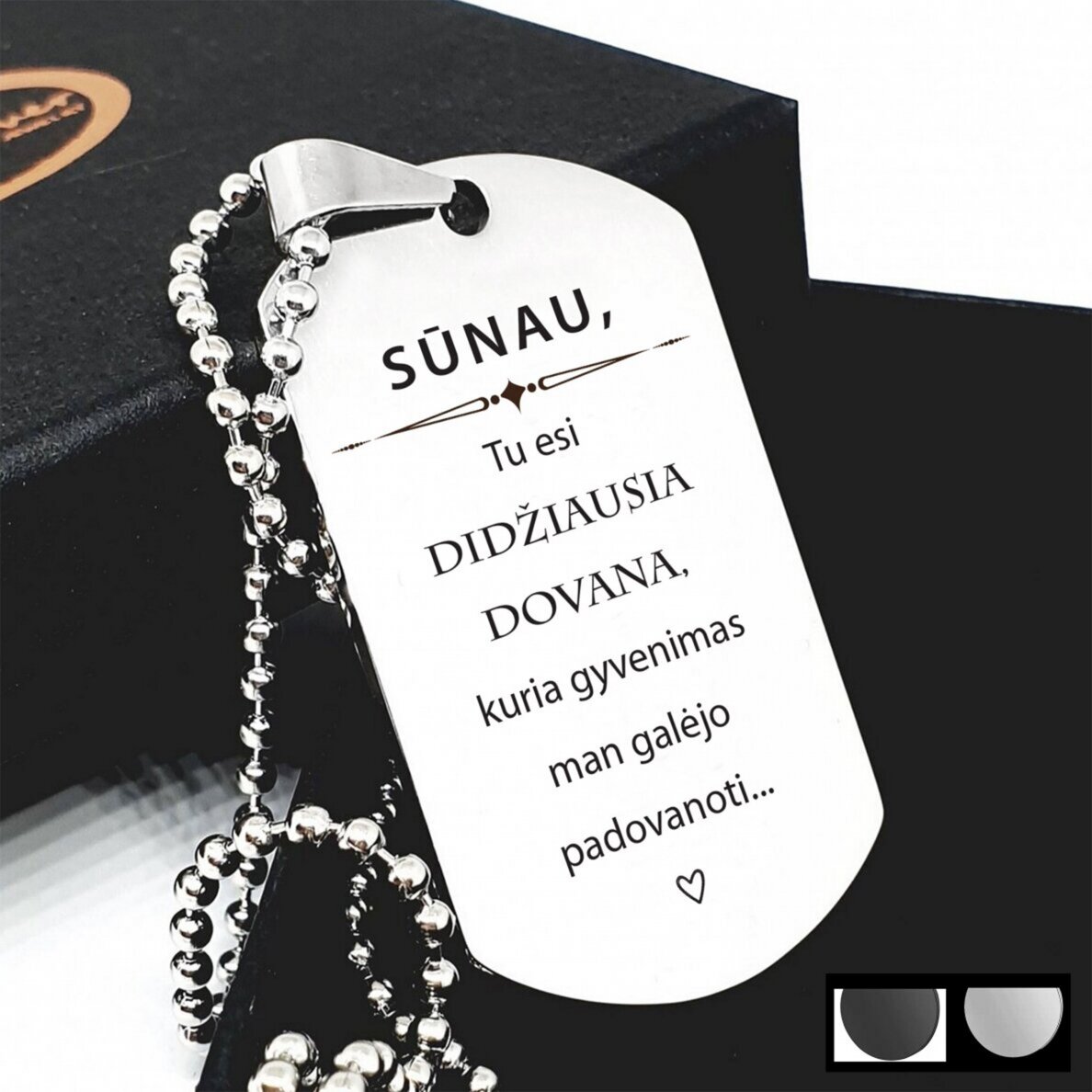Graviruotas pakabukas sūnui nuo mamos "Tu esi didžiausia dovana" Graviruotas pakabukas sūnui nuo mamos "Tu esi didžiausia dovana"