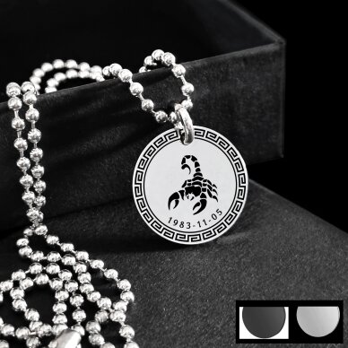 Graviruotas pakabukas vyrui su zodiako ženklu Graviruotas pakabukas vyrui su zodiako ženklu