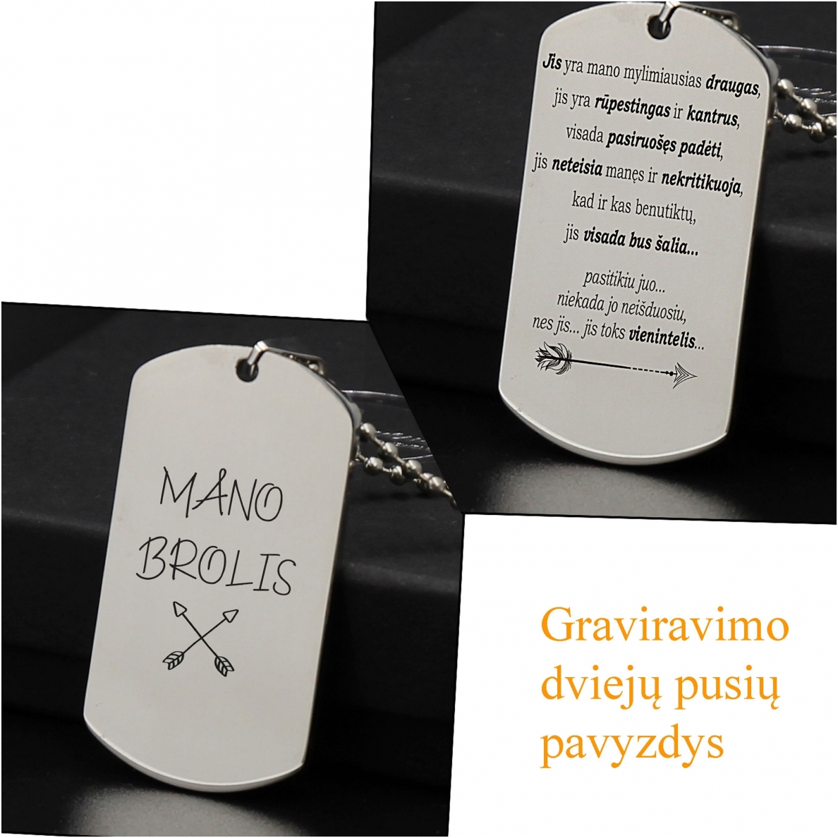 Graviruotas pakabukas broliui "Mano brolis" 3 Graviruotas pakabukas broliui "Mano brolis" 3