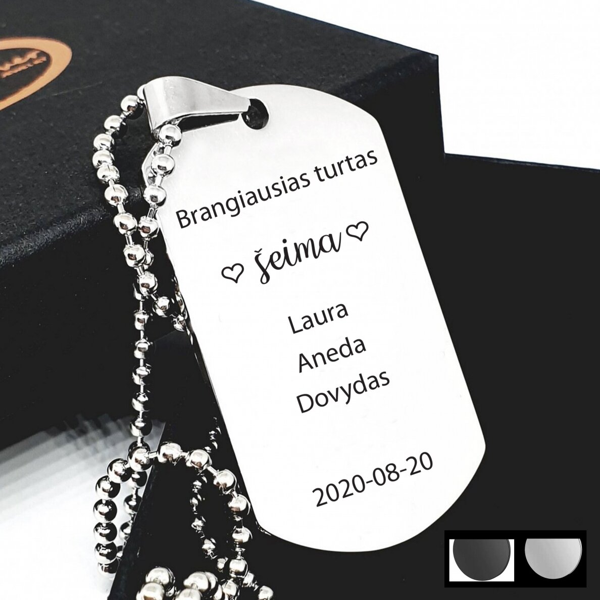 Graviruotas pakabukas "Brangiausias turtas šeima" Graviruotas pakabukas "Brangiausias turtas šeima"
