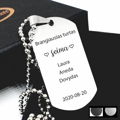 Graviruotas pakabukas "Brangiausias turtas šeima" Graviruotas pakabukas "Brangiausias turtas šeima"