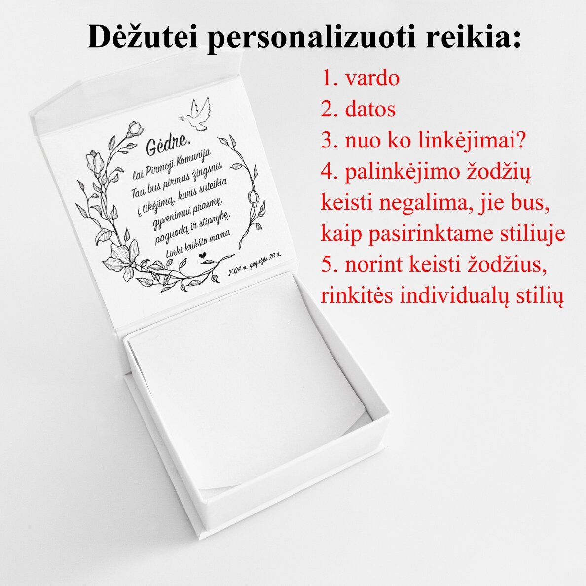 Personalizuota juvelyrinė dėžutė Pimajai Komunijai 1