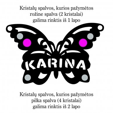 Personalizuotas drugelis mergaitei su Swarovski krislaliukais 6