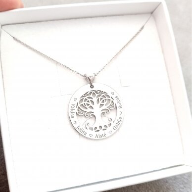 Personalizuotas sidabrinis pakabukas "Šeimos Medis" 1 Personalizuotas sidabrinis pakabukas "Šeimos Medis" 1