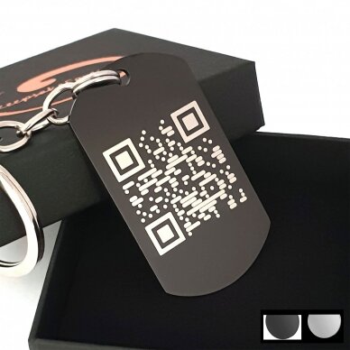 Raktų pakabukas su graviruotu QR kodu Raktų pakabukas su graviruotu QR kodu
