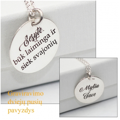 Graviruotas pakabukas sesei "Myliu Tave" 2 Graviruotas pakabukas sesei "Myliu Tave" 2